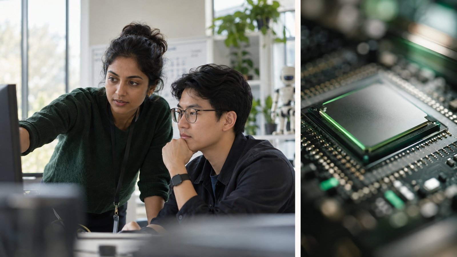 Illustrative collage of people and technology for Agentic AI & LLM Talent