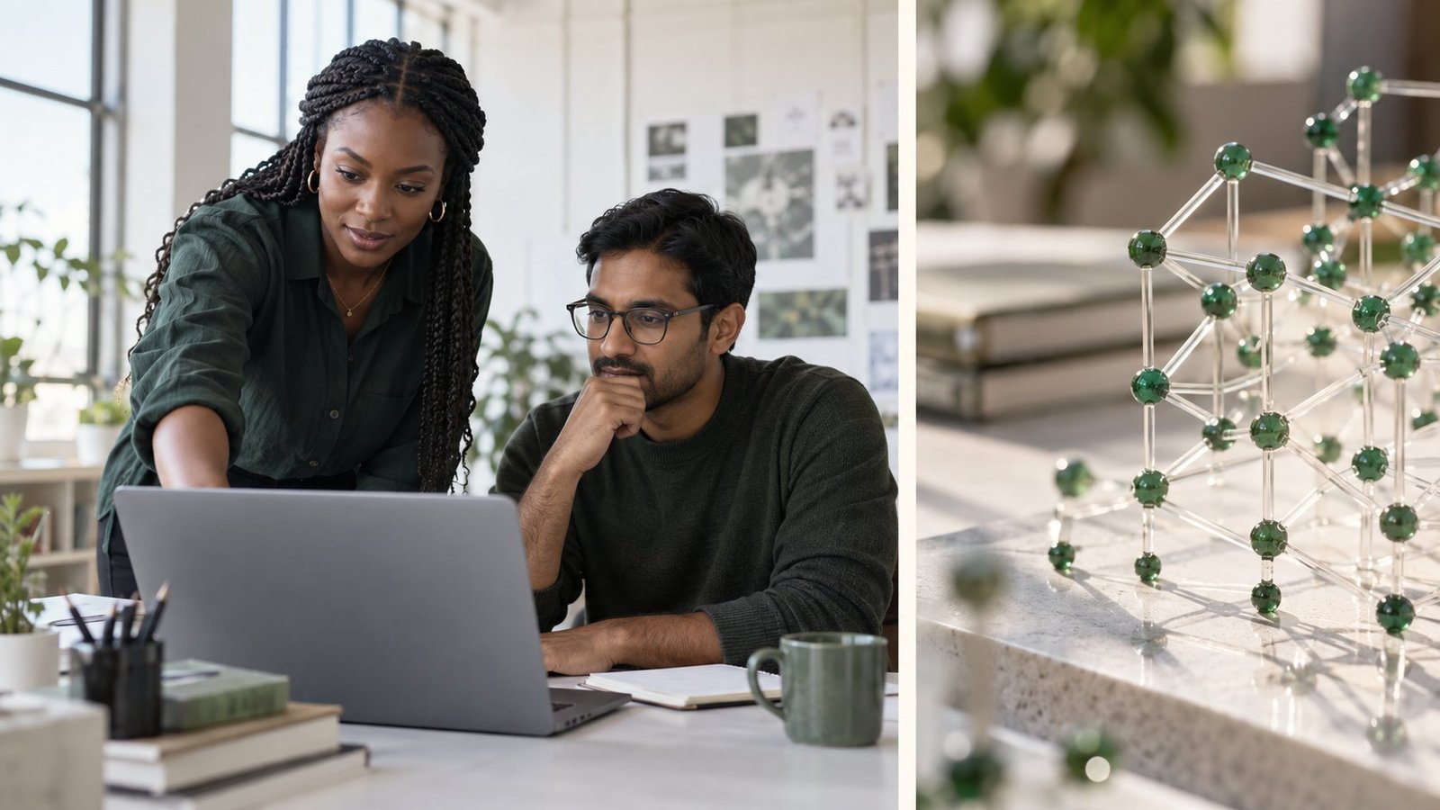 Illustrative collage of people and technology for Data & ML Talent