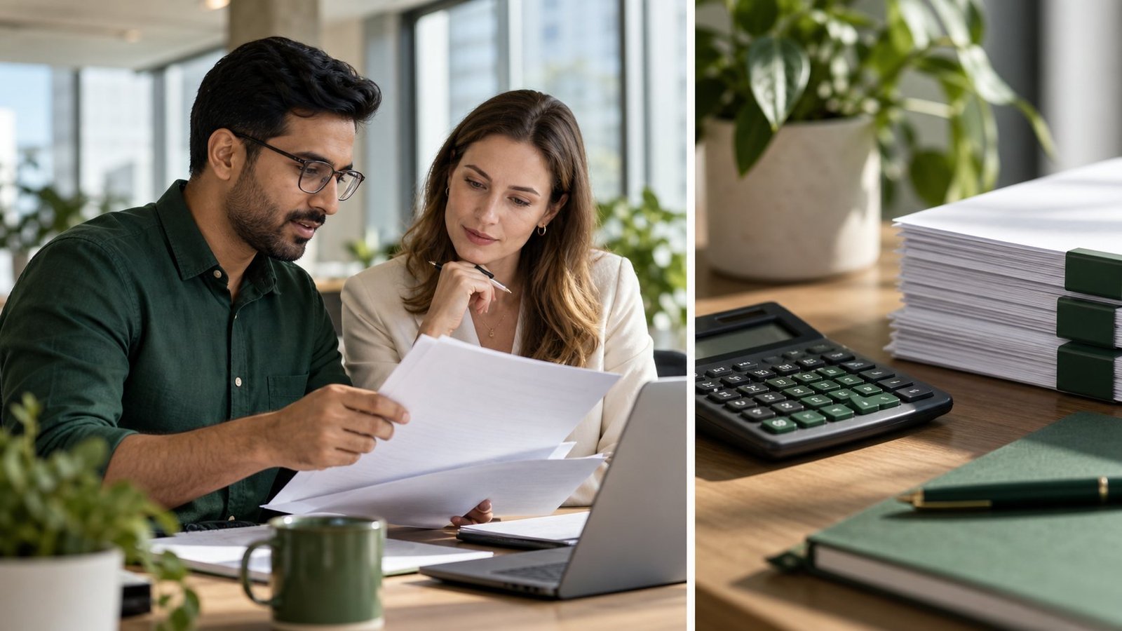 Illustrative collage of people and technology for Payroll Solutions