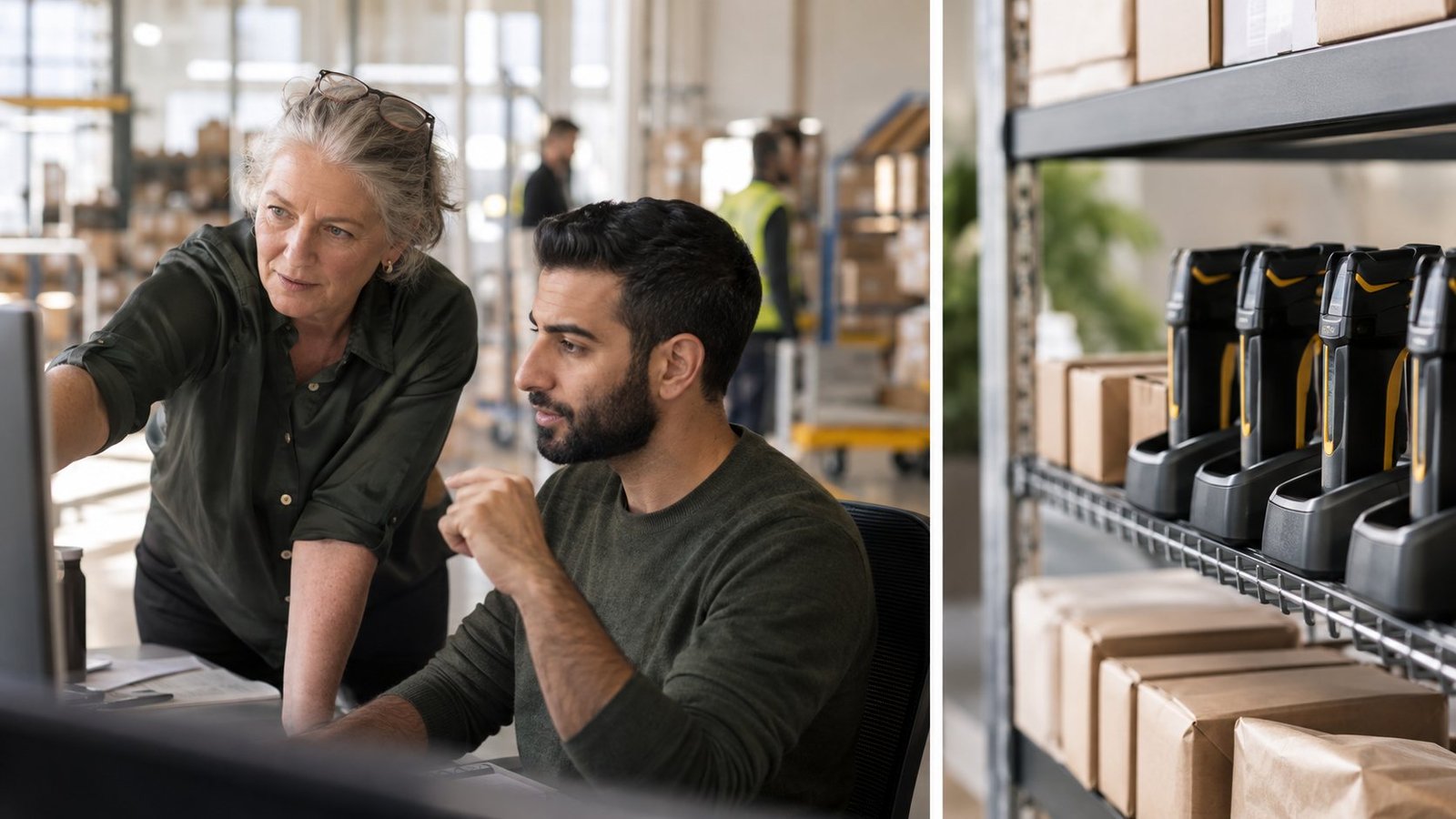 Illustrative collage of people and technology for SAP Talent